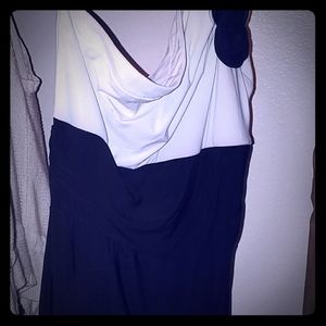 White and black one shoulder dress